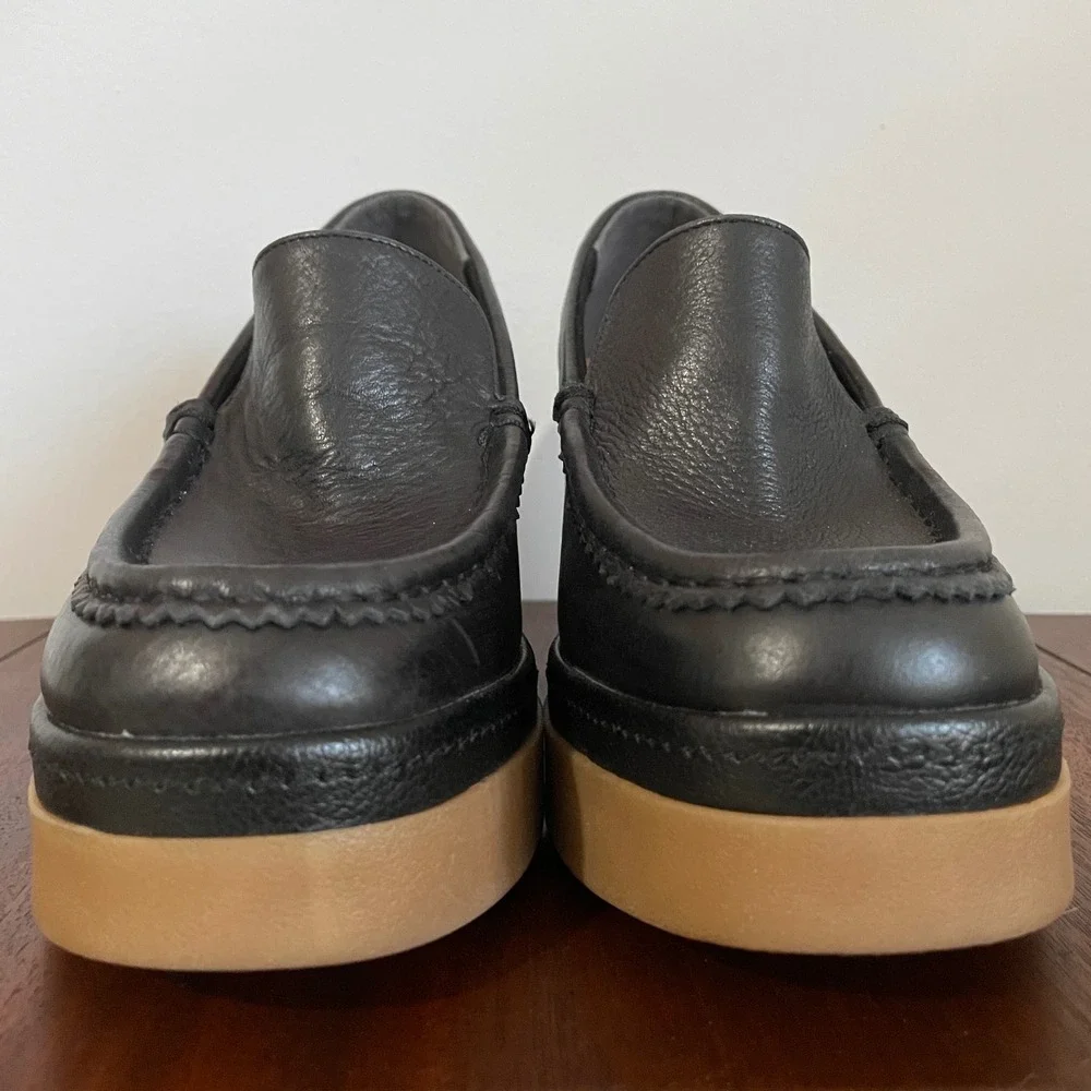 Zodiac Dorit Black Leather Platform‎ Loafer Chunky Slip On Loafer Women's 8